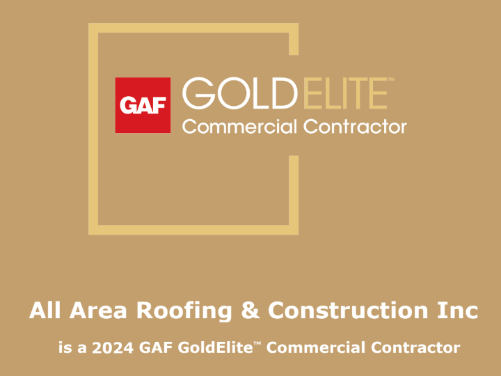All Area Roofing Honored with GAF Gold Elite Commercial Certificate